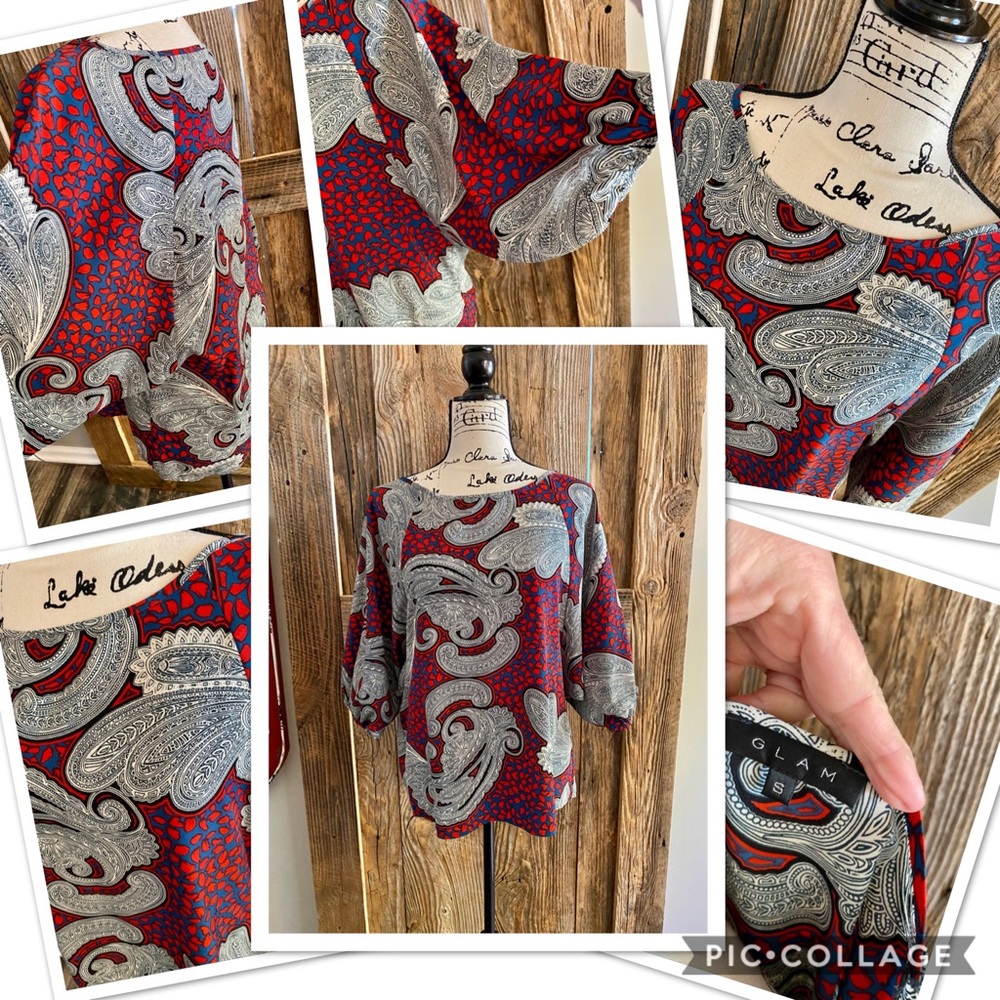 Everyday Red/Blue paisley blouse